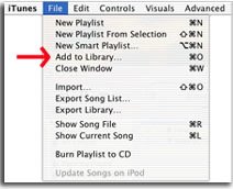 Itunes File Menu Image